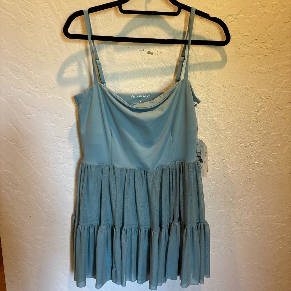 NWT Blogilates Women’s Ballerina Dress Cameo Blue Tiered Mesh Skirt – Size L - Picture 2 of 7